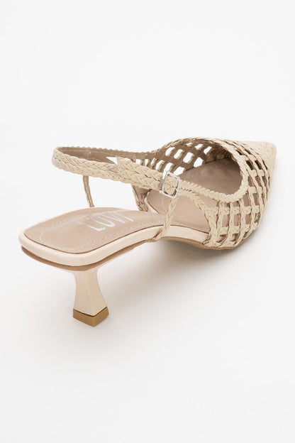 Heaven - Beige Knitted Pointed Toe Pump (Women)