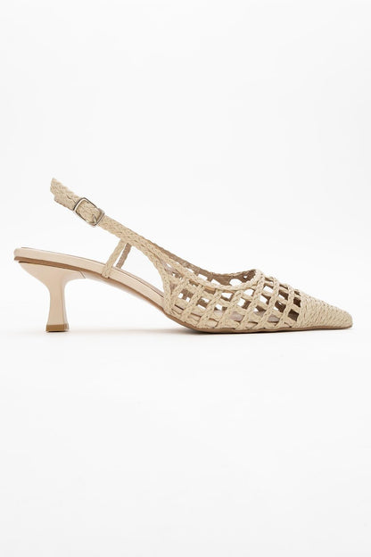 Heaven - Beige Knitted Pointed Toe Pump (Women)