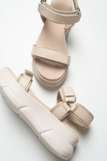 Yrmengardis - Sandalia de tiras beige (Mujer)