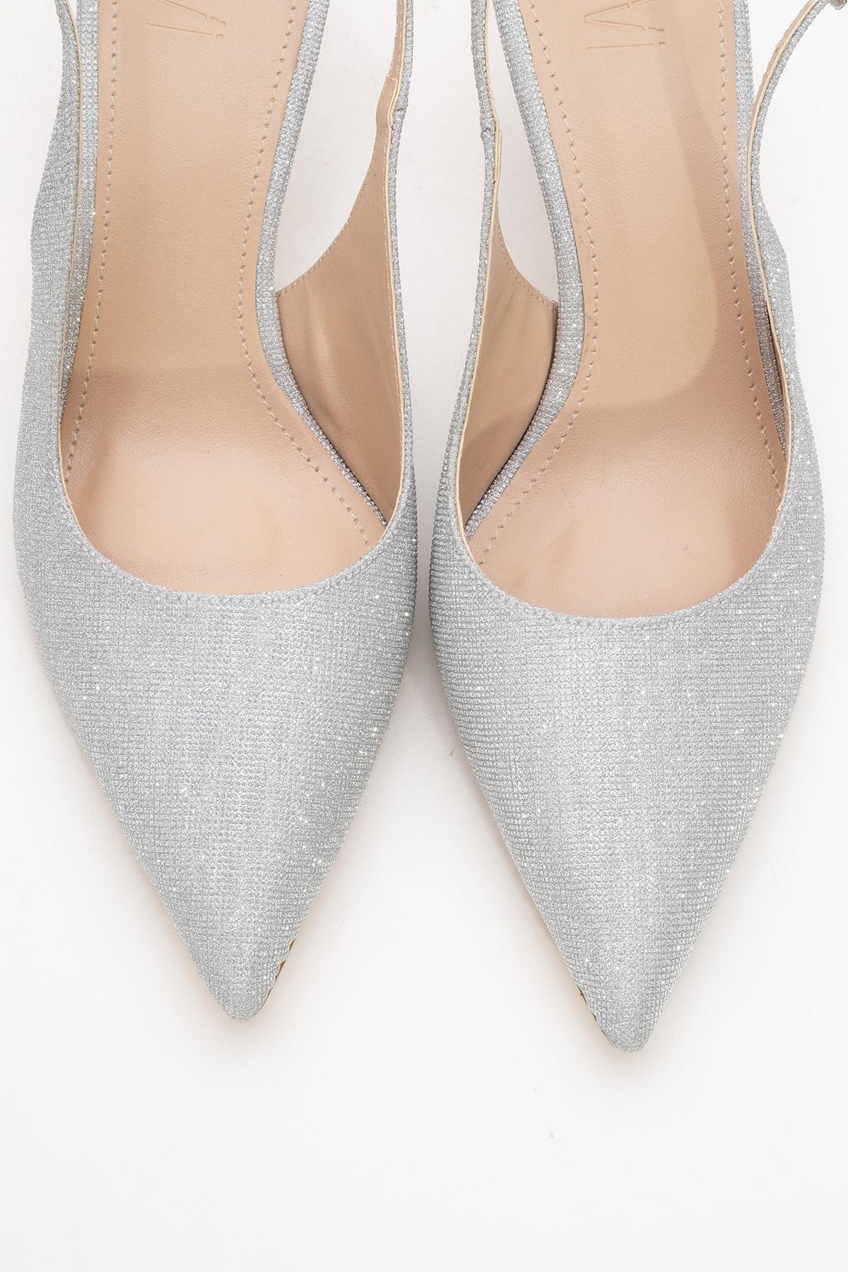 Caisa - Zapatos de Tacón Stiletto Plateados con Purpurina (Mujer)