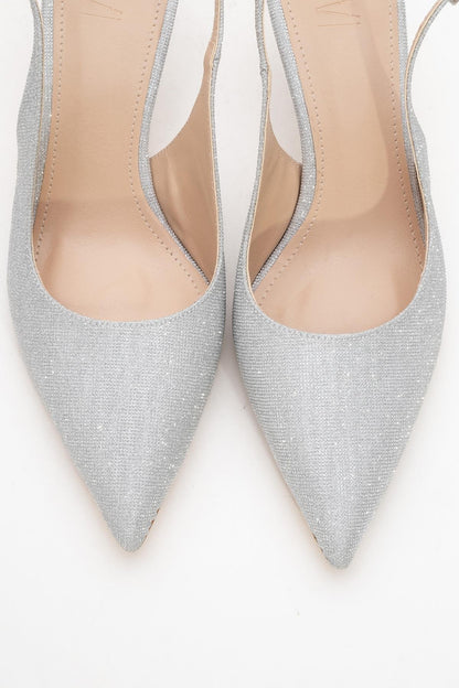 Caisa - Zapatos de Tacón Stiletto Plateados con Purpurina (Mujer)