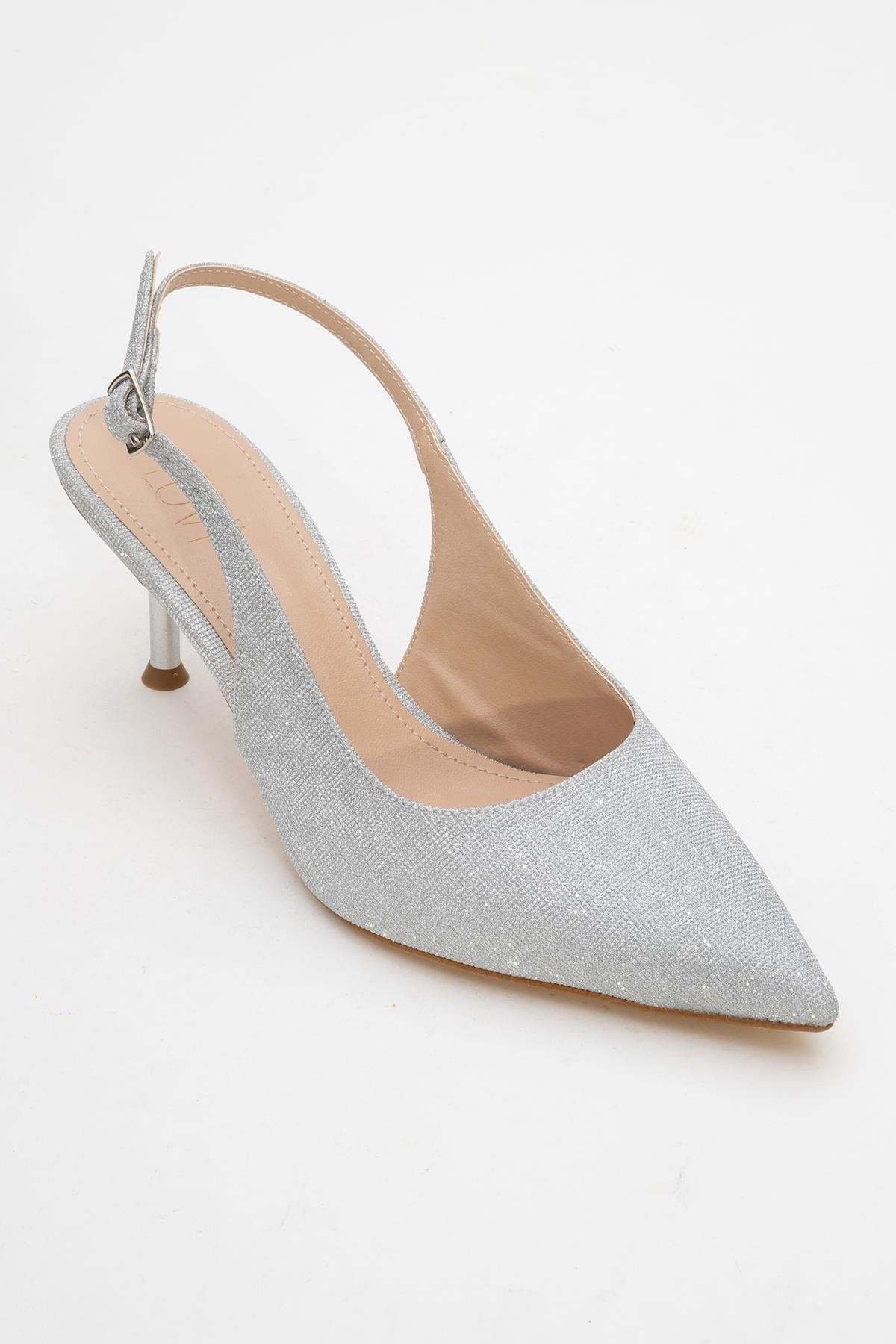 Caisa - Zapatos de Tacón Stiletto Plateados con Purpurina (Mujer)