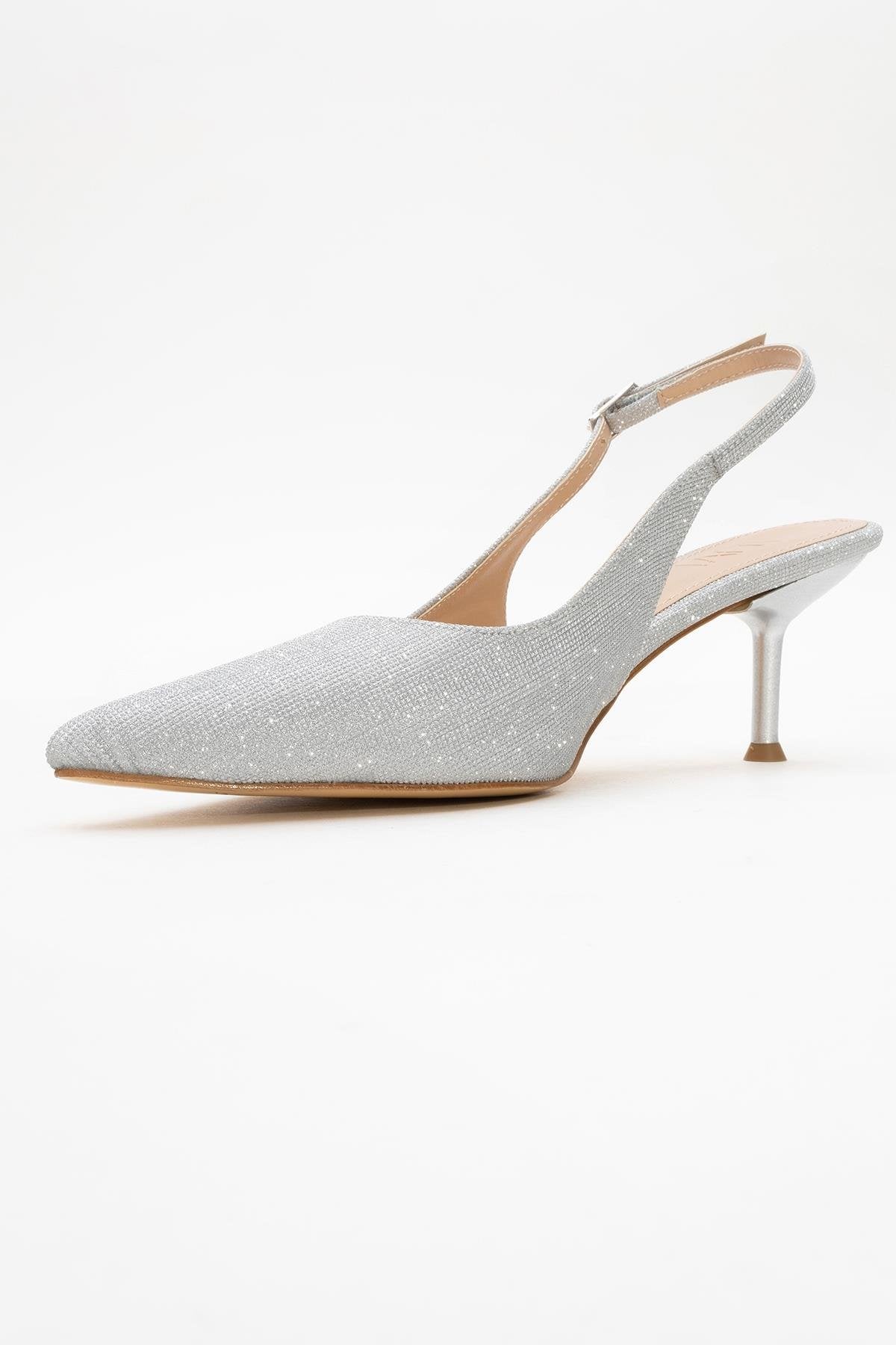 Caisa - Zapatos de Tacón Stiletto Plateados con Purpurina (Mujer)
