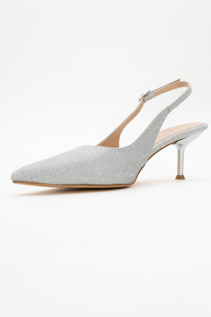 Caisa - Zapatos de Tacón Stiletto Plateados con Purpurina (Mujer)
