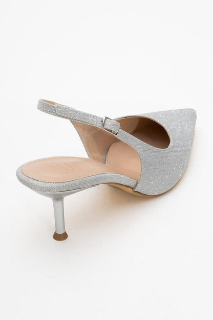 Caisa - Zapatos de Tacón Stiletto Plateados con Purpurina (Mujer)