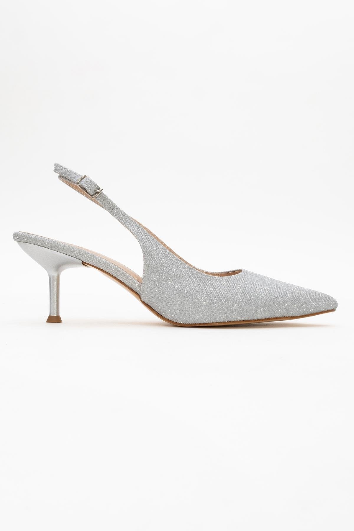 Caisa - Zapatos de Tacón Stiletto Plateados con Purpurina (Mujer)