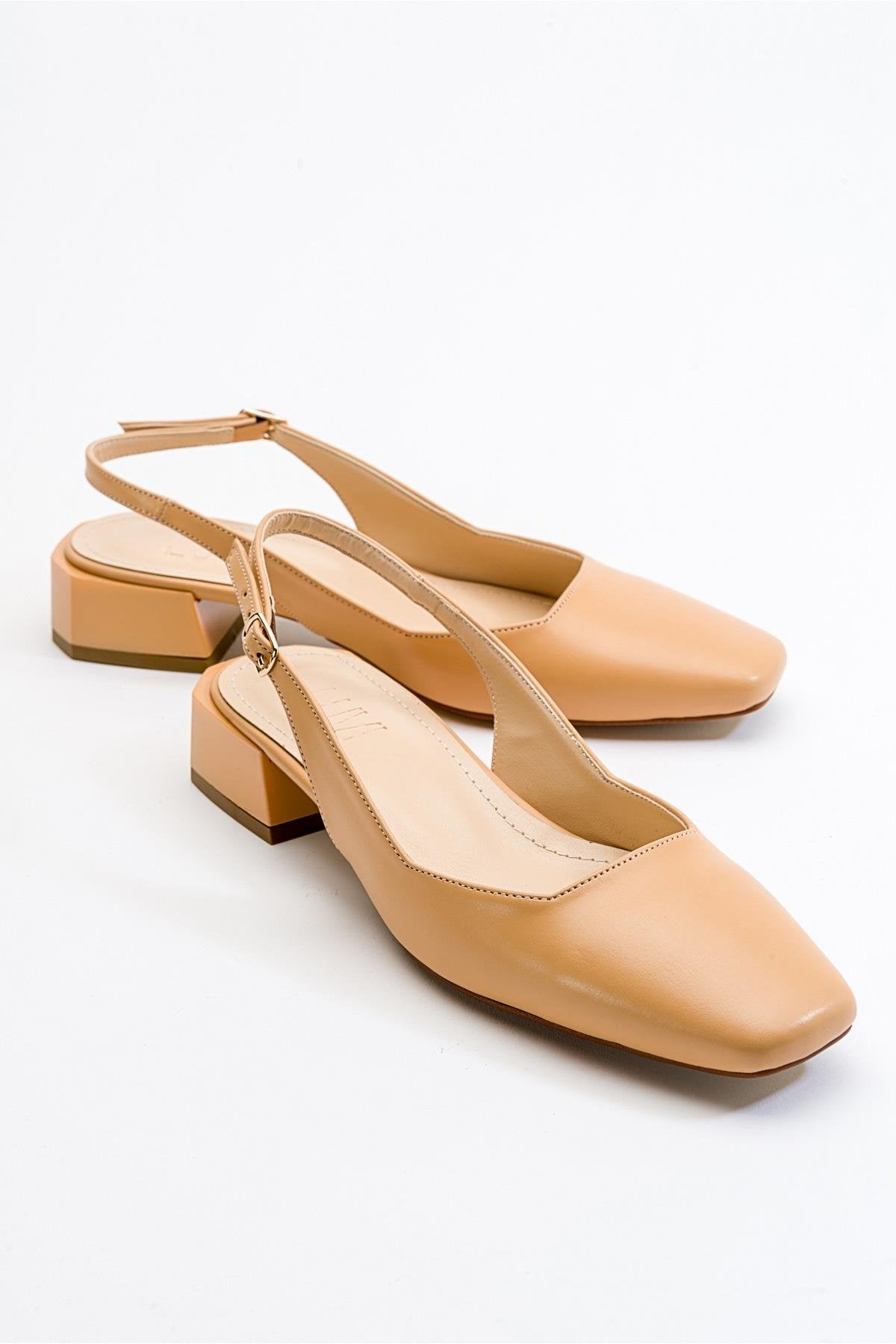 Estado - Zapatos de tacón destalonados de punta redonda de color beis oscuro (Mujer)