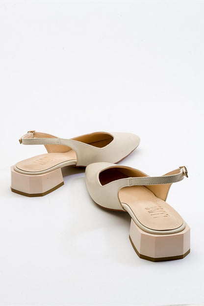 State - Zapatos de tacón destalonados redondos de color beis (mujer)