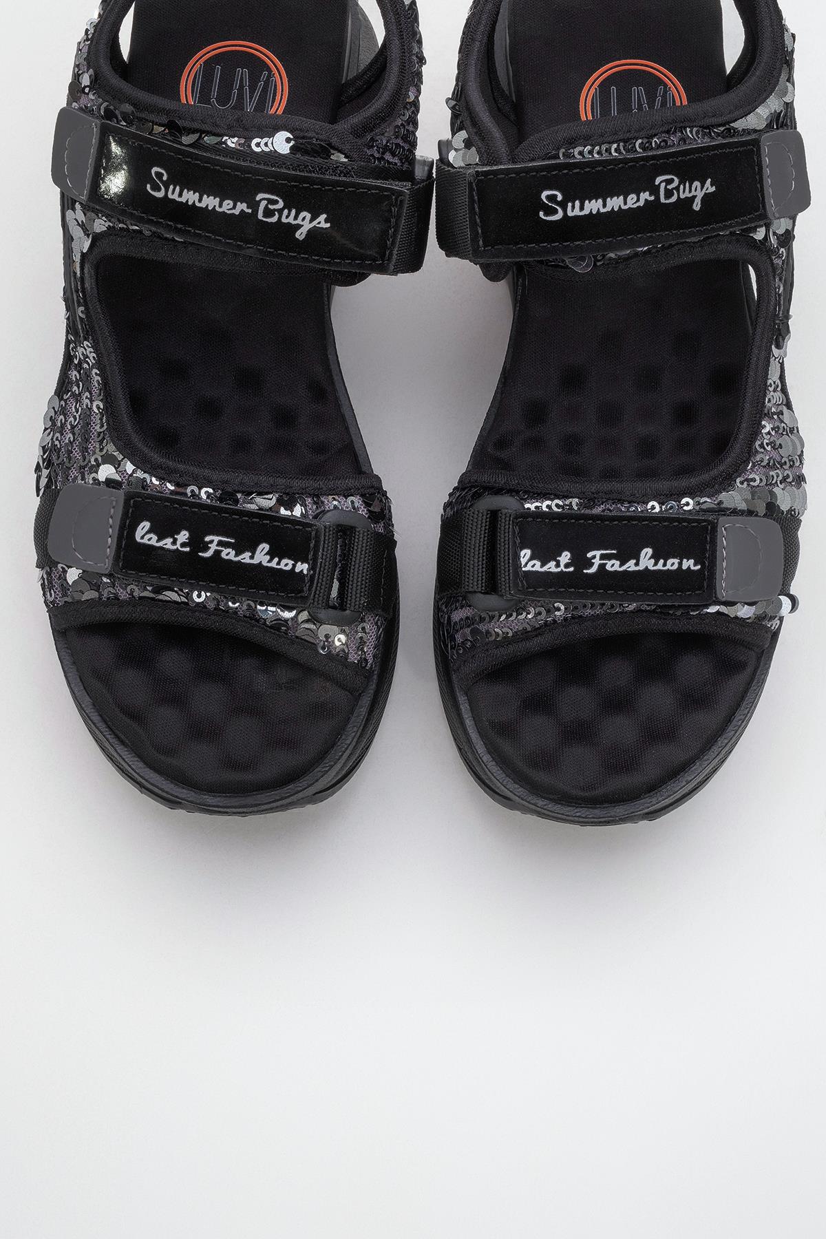 Arthur - Sandalias deportivas de plataforma con tiras negras (Mujer)