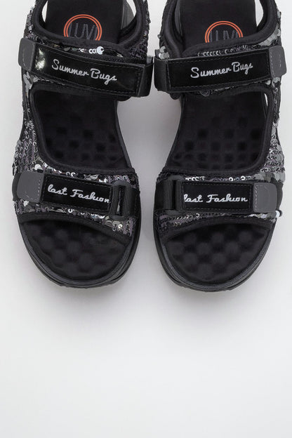 Arthur - Sandalias deportivas de plataforma con tiras negras (Mujer)