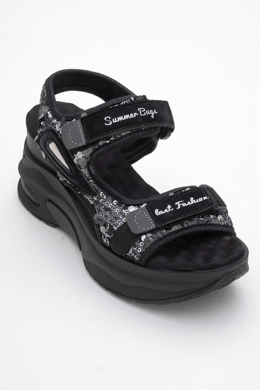 Arthur - Black Strap Platform Sport Sandal (Women)