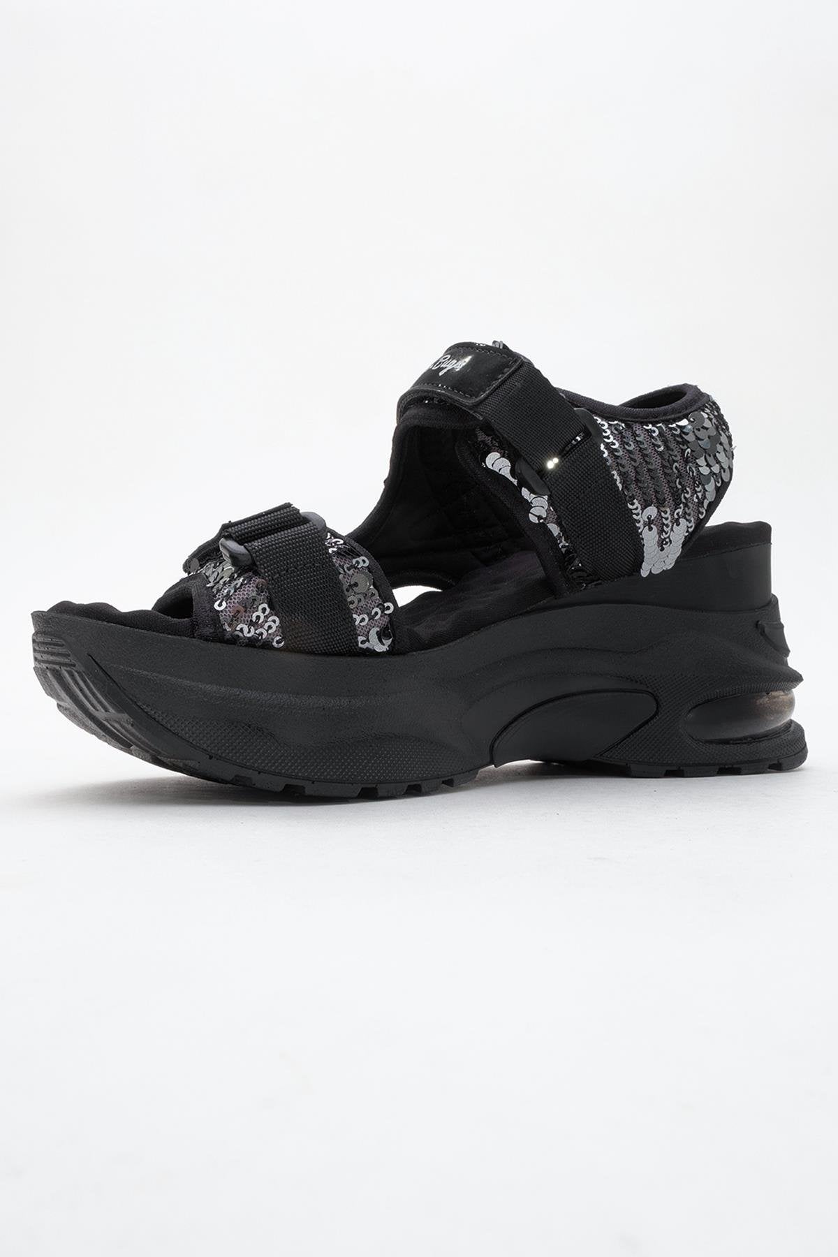 Arthur - Sandalias deportivas de plataforma con tiras negras (Mujer)