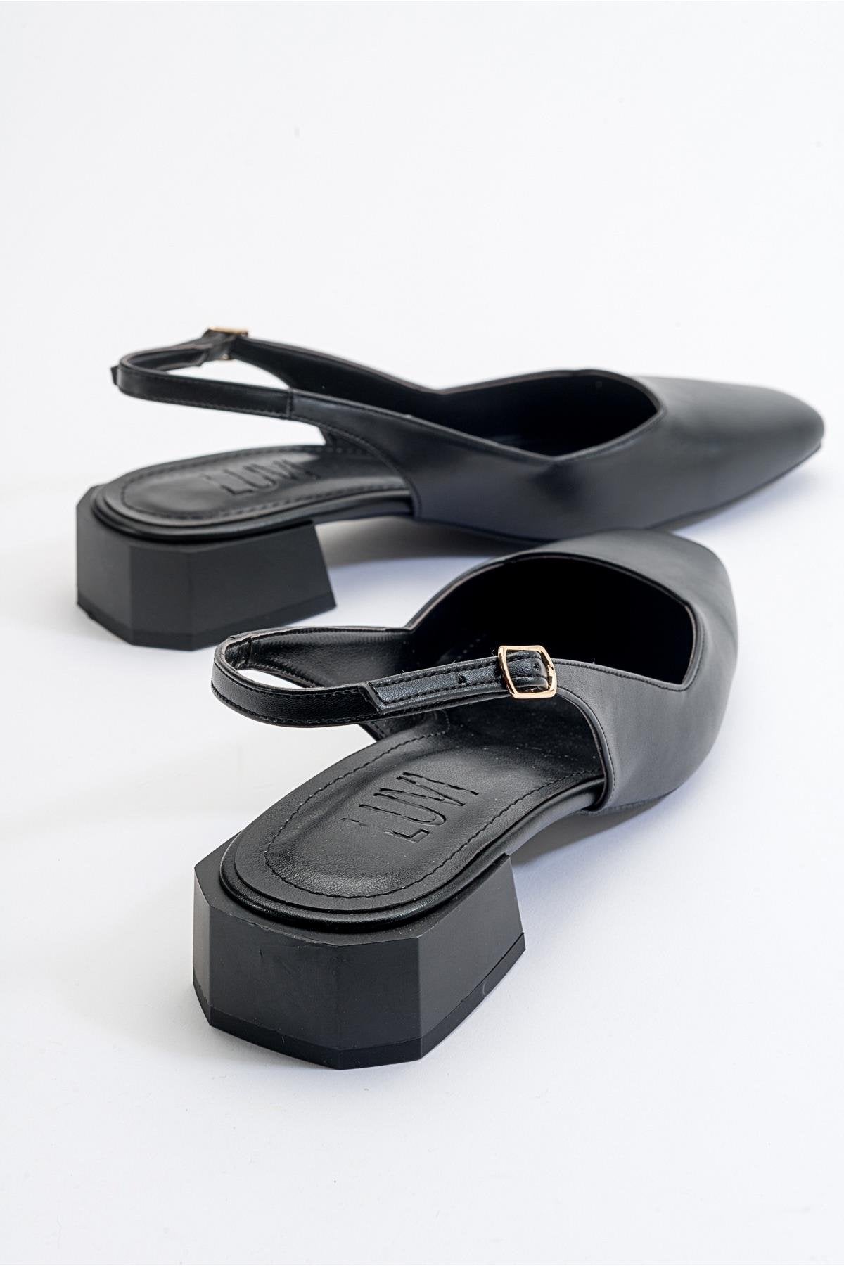 State - Zapatos de tacón "Slingback" negros con punta redonda (mujer)