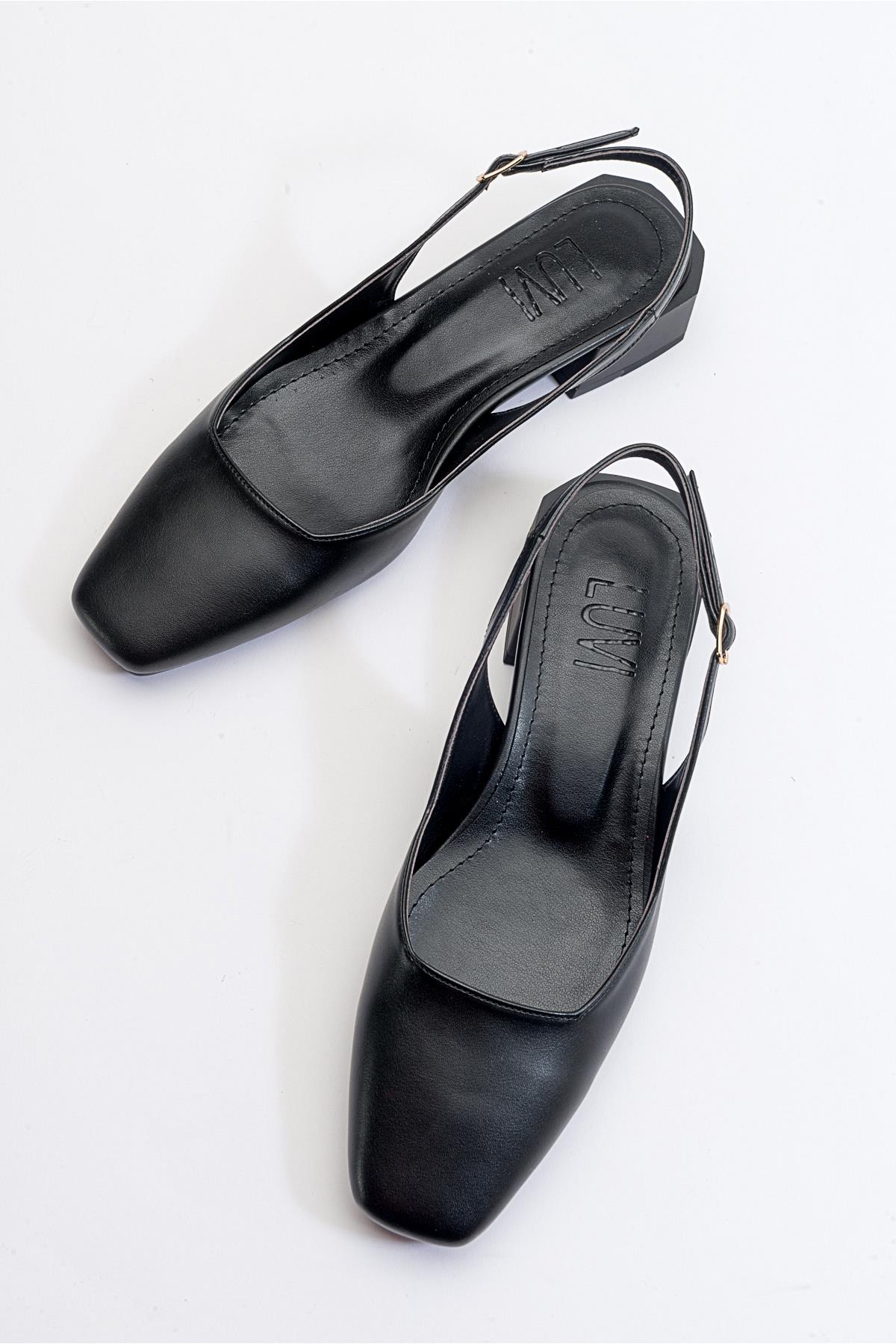 State - Zapatos de tacón "Slingback" negros con punta redonda (mujer)