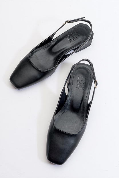 State - Zapatos de tacón "Slingback" negros con punta redonda (mujer)