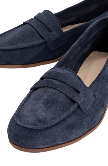 Dorothy - Navy Blue Suede Leather Loafers