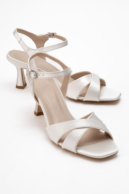 Melin - Ivory Satin Cross Strap Stiletto Sandal (Women)