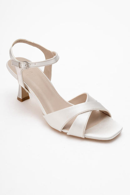 Melin - Ivory Satin Cross Strap Stiletto Sandal (Women)