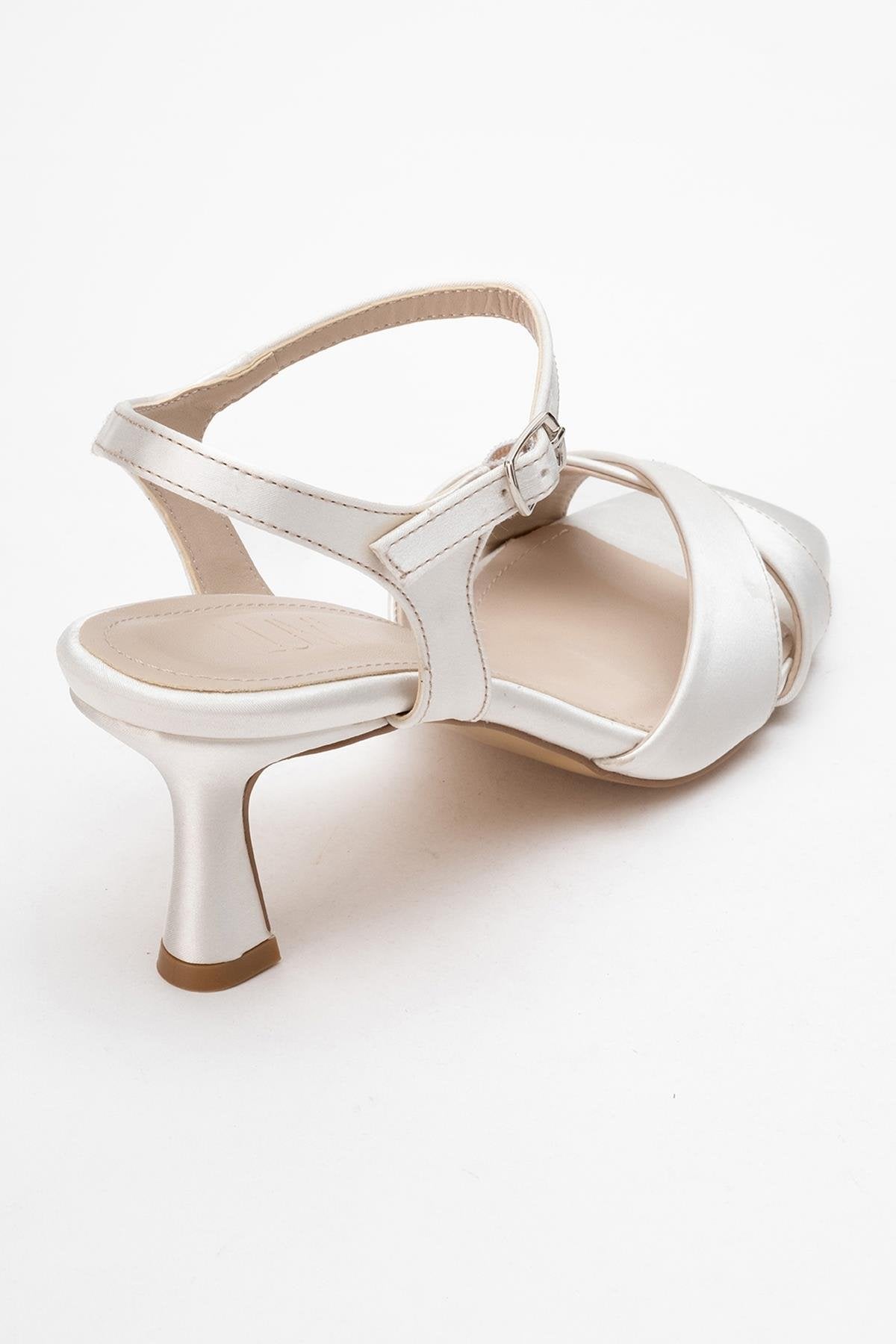 Melin - Ivory Satin Cross Strap Stiletto Sandal (Women)