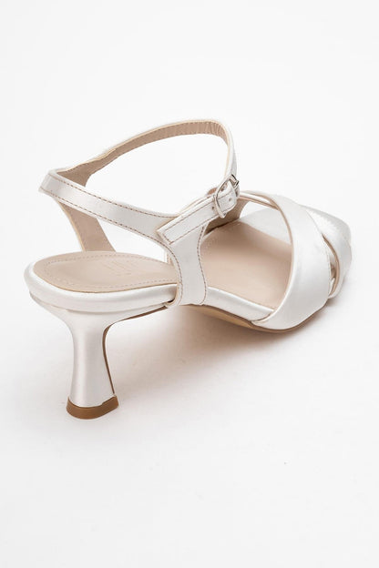 Melin - Ivory Satin Cross Strap Stiletto Sandal (Women)