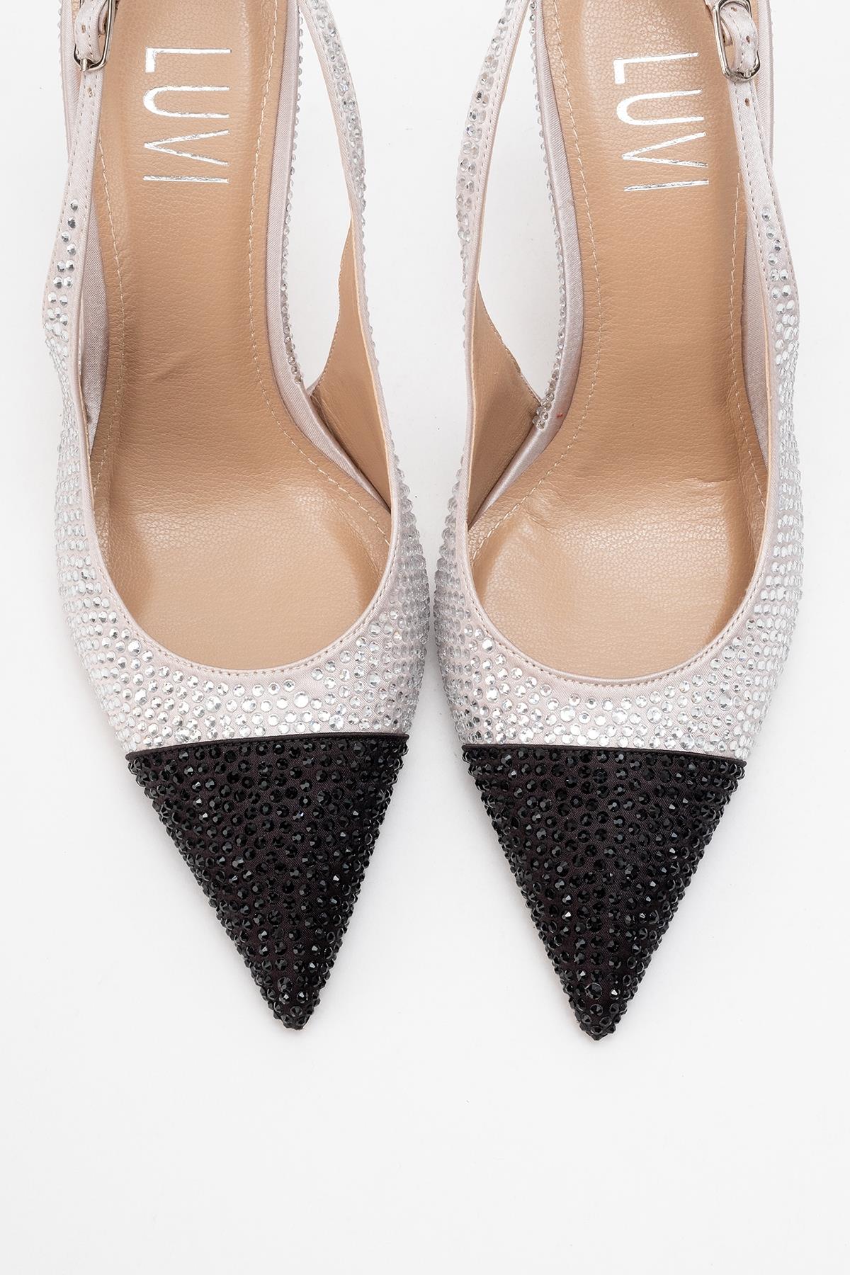 Londres - Zapatos de tacón en punta adornados en beige y negro (mujer)