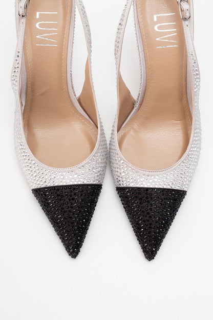 Londres - Zapatos de tacón en punta adornados en beige y negro (mujer)