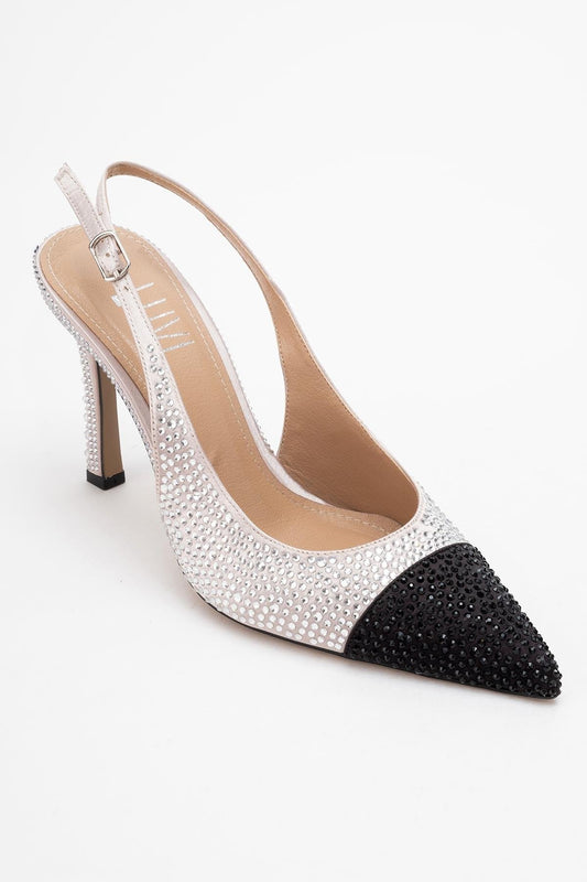 Londres - Zapatos de tacón en punta adornados en beige y negro (mujer)