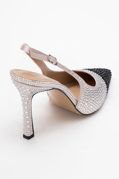 Londres - Zapatos de tacón en punta adornados en beige y negro (mujer)