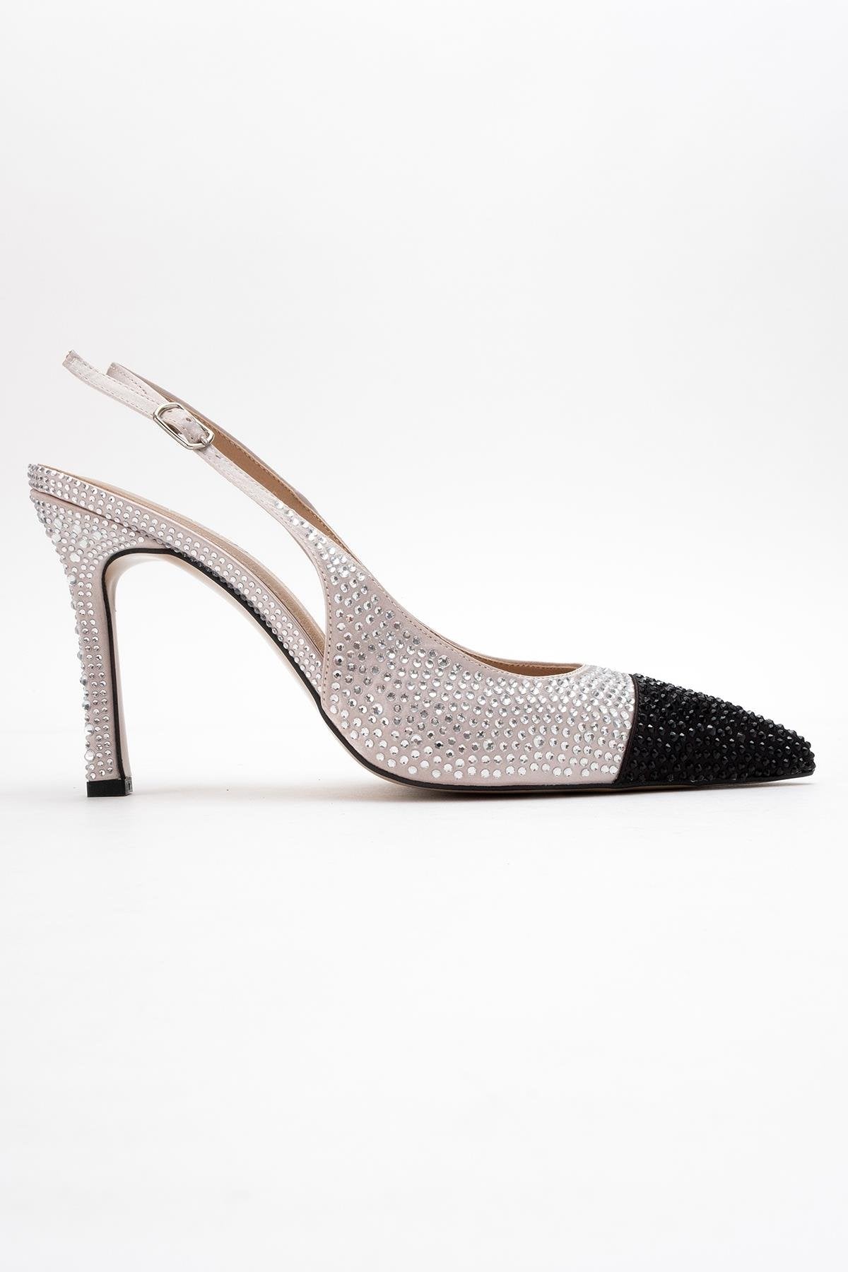 Londres - Zapatos de tacón en punta adornados en beige y negro (mujer)