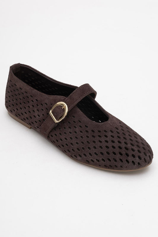 Arian - Brown Genuine Leather Ballet Flat (Women)