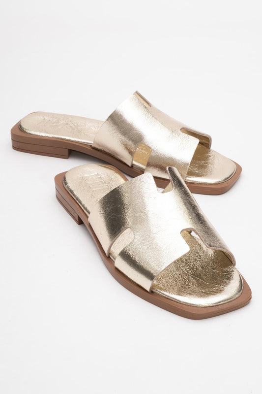 Jez - Gold Genuine Leather Slipper (Women)