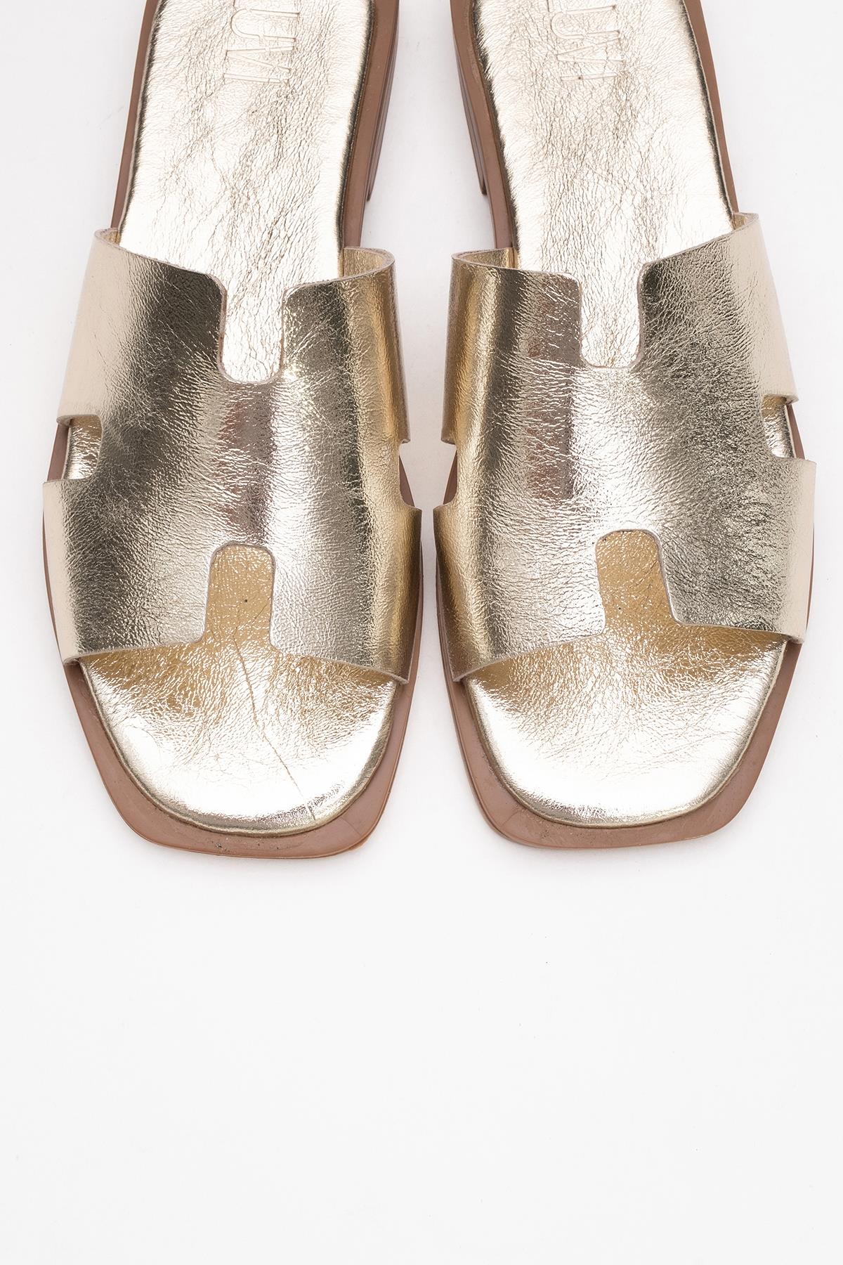 Jez - Gold Genuine Leather Slipper (Women)