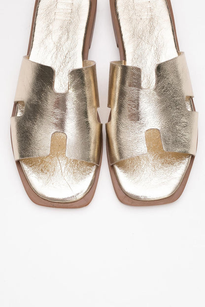 Jez - Gold Genuine Leather Slipper (Women)