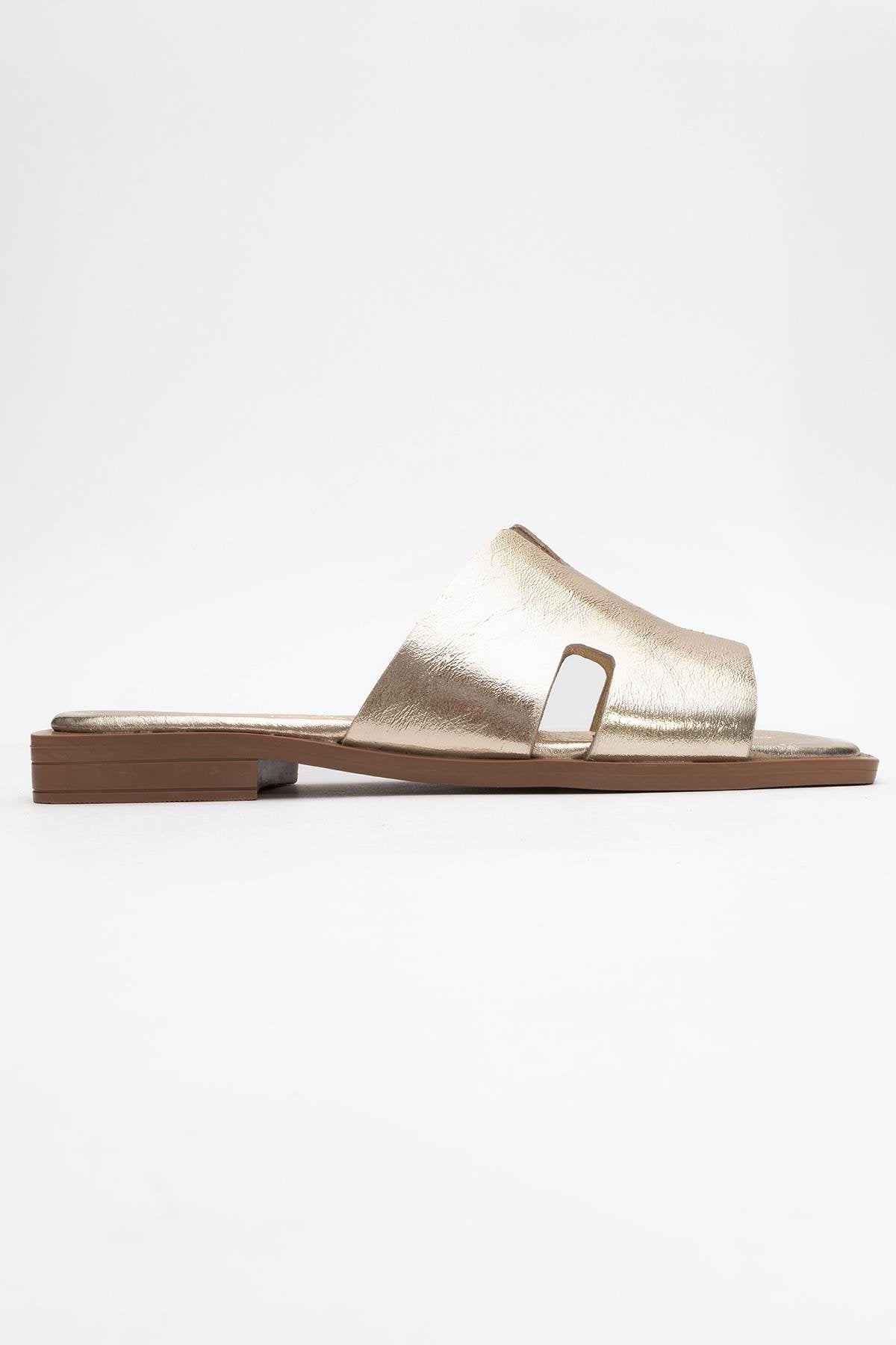 Jez - Gold Genuine Leather Slipper (Women)