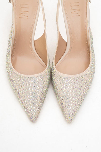 Novs - Zapatos de vestir de tacón de aguja beis (mujer)