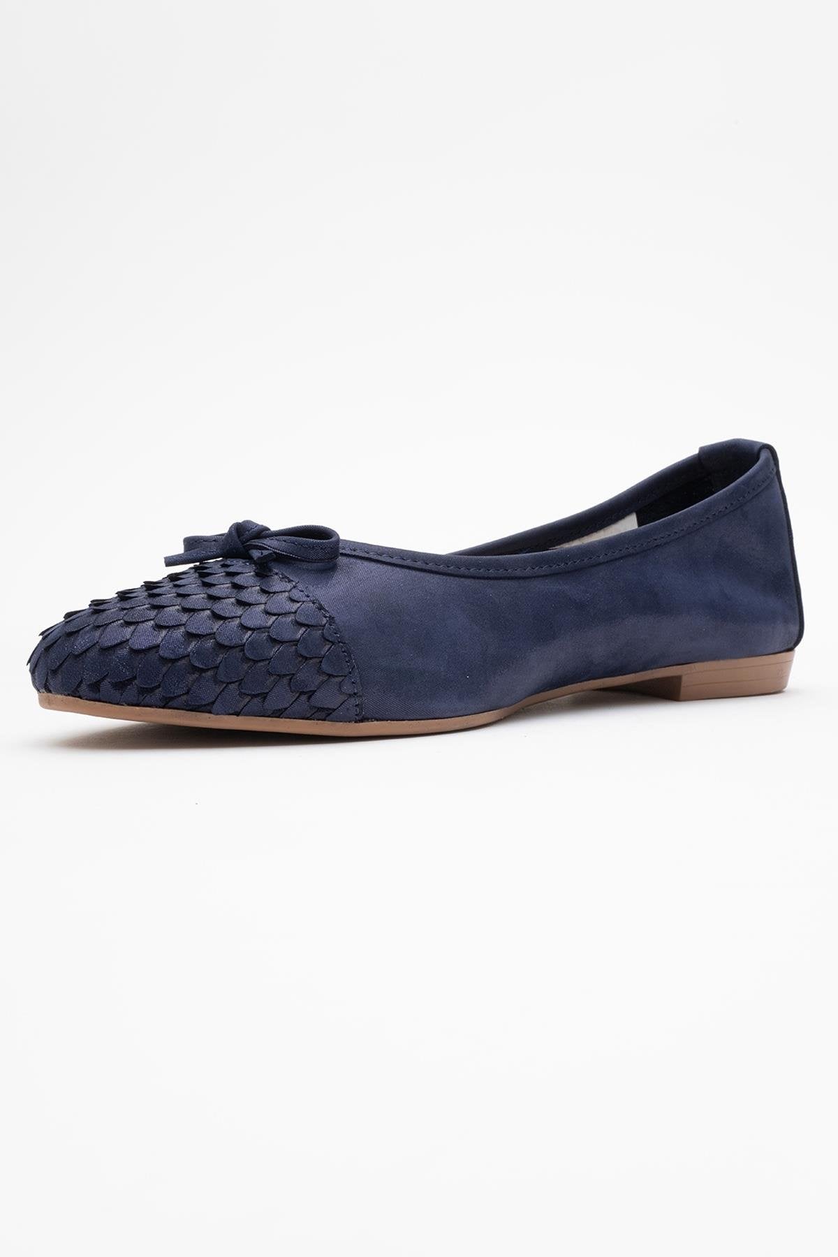 02 - Bailarinas de piel auténtica con purpurina azul marino (Mujer)