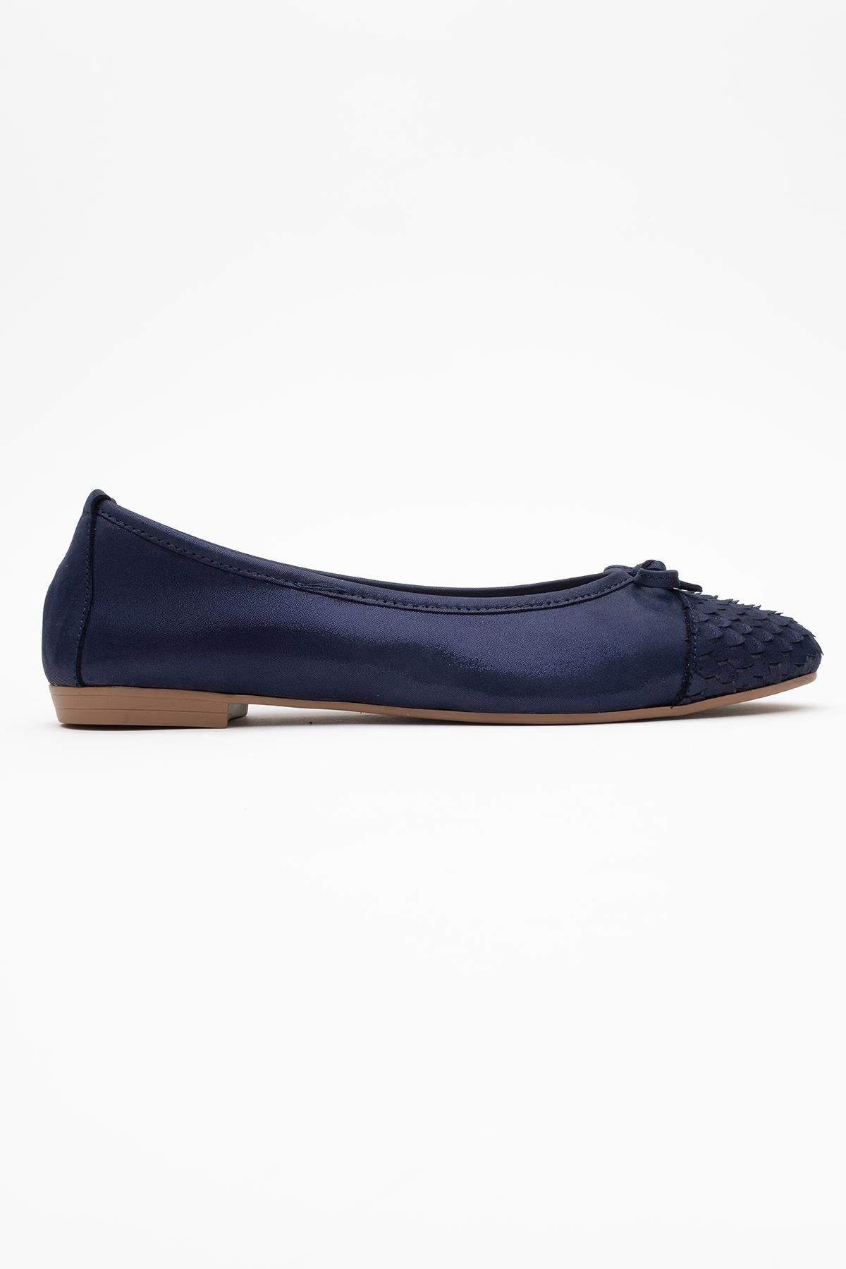 02 - Bailarinas de piel auténtica con purpurina azul marino (Mujer)