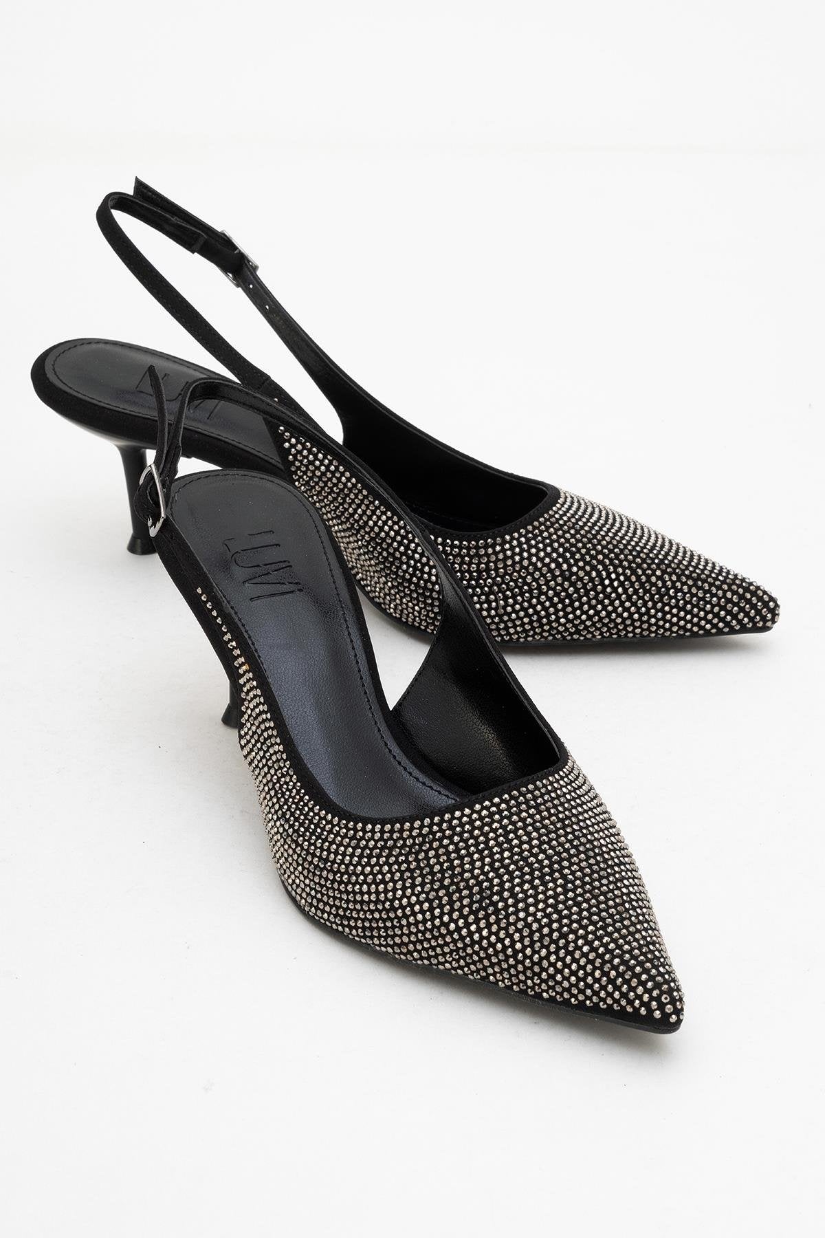 Novs - Zapato de noche tipo stiletto negro adornado (mujer)