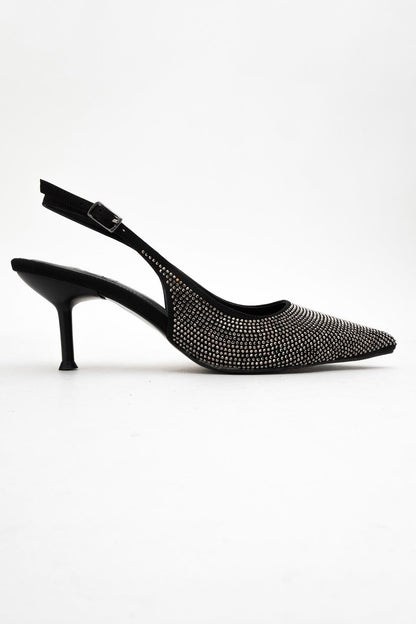 Novs - Zapato de noche tipo stiletto negro adornado (mujer)