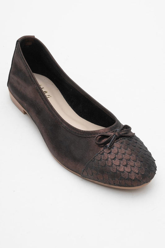 02 - Copper Metallic Genuine Leather Ballet Flat (Women)