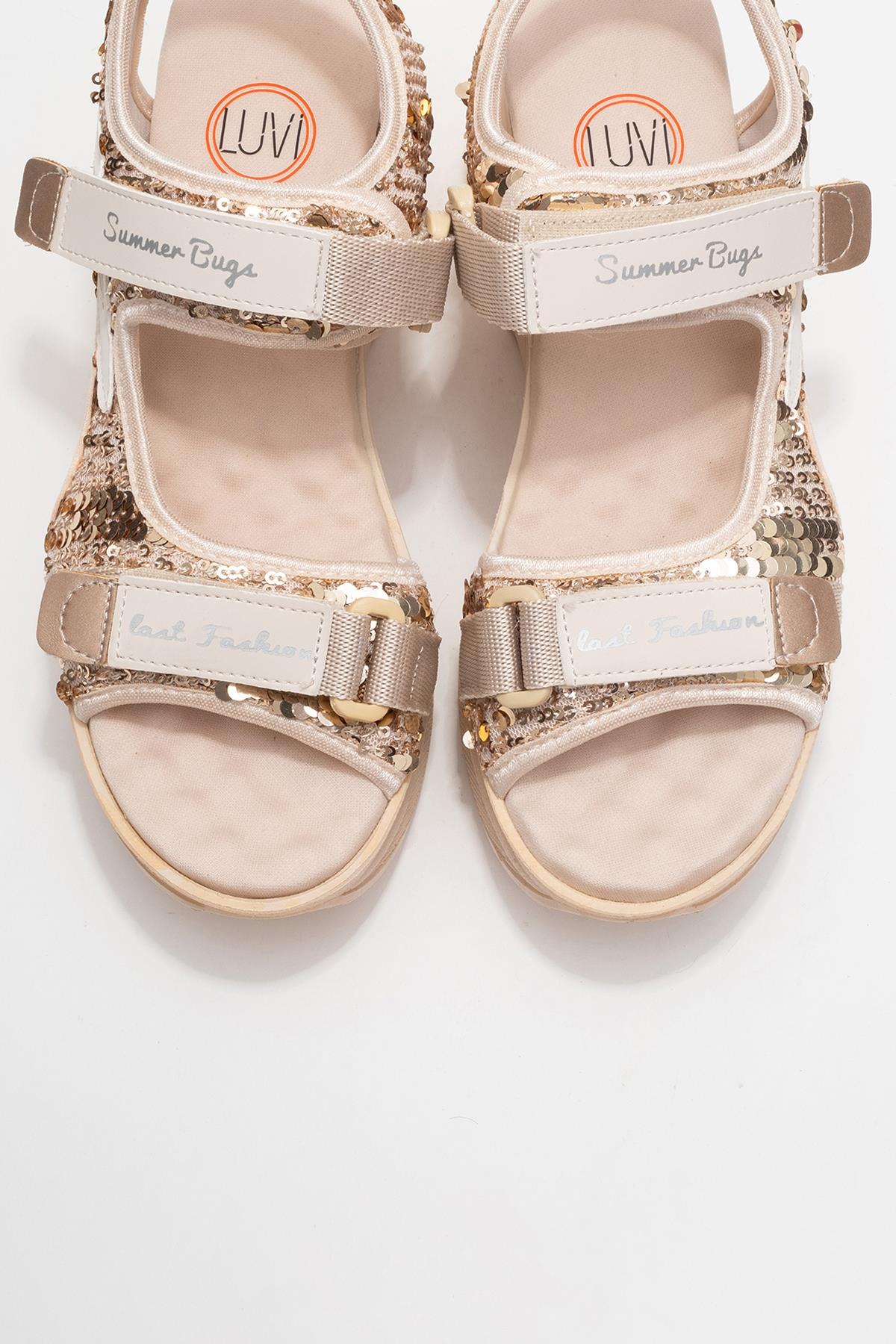 Arthur - Sandalia deportiva de plataforma con tira beige (Mujer)