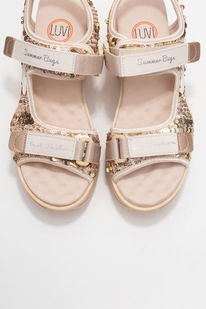 Arthur - Sandalia deportiva de plataforma con tira beige (Mujer)