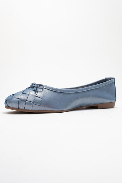 03 - Metallic Blue Genuine Leather Ballet Flat (Women)