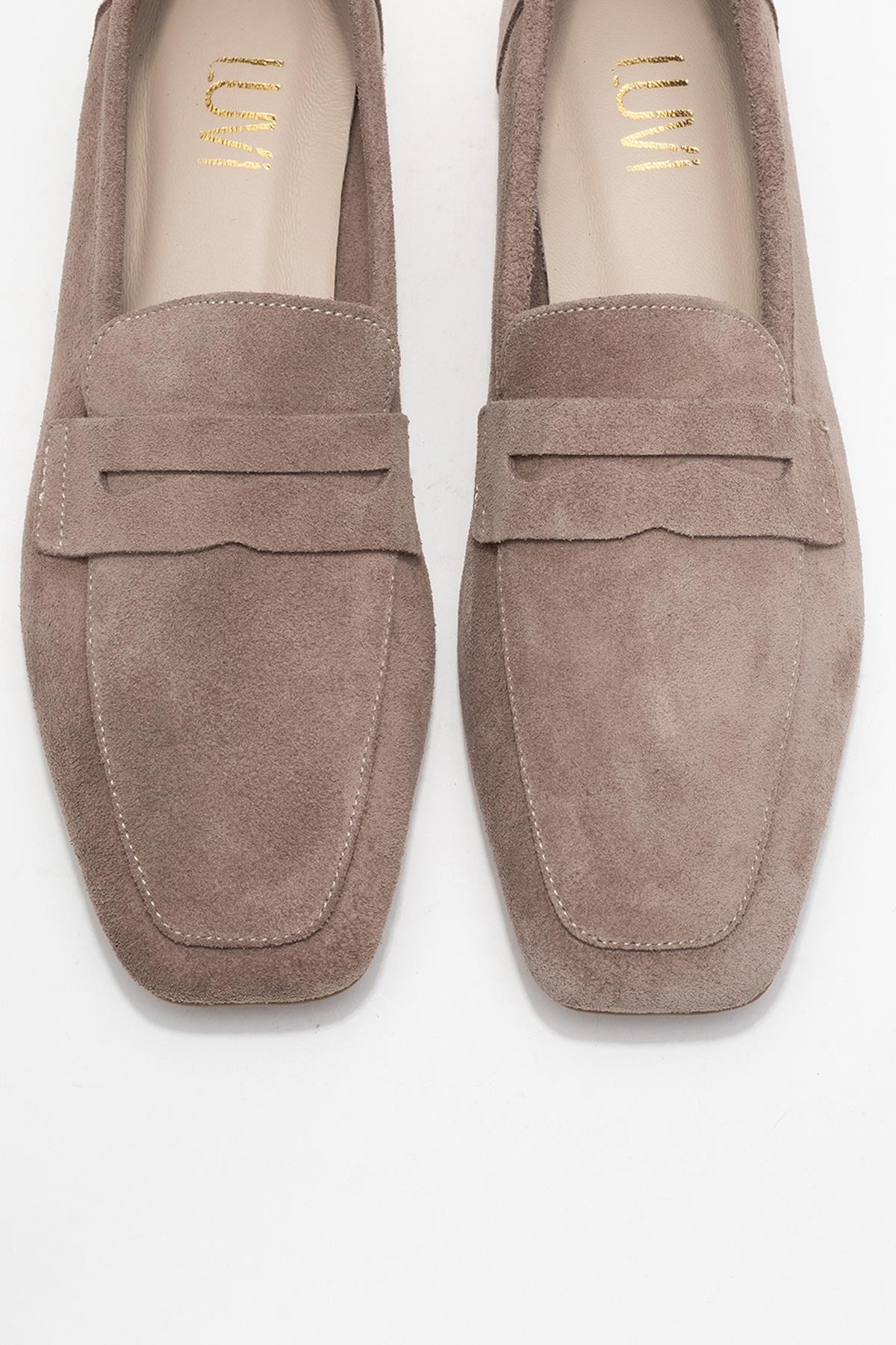 Morne - Taupe Suede Genuine Leather Loafer (Women)