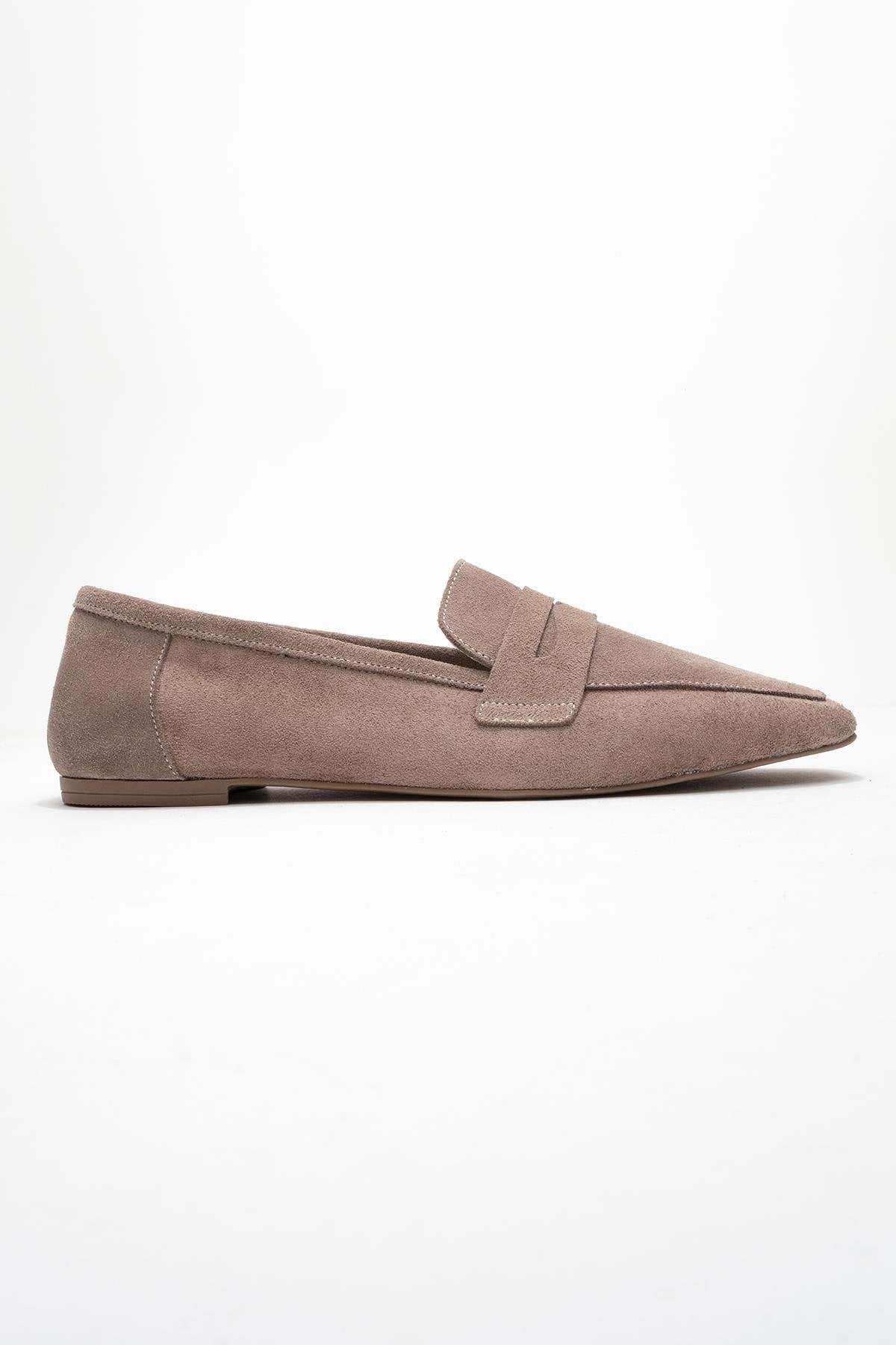 Morne - Taupe Suede Genuine Leather Loafer (Women)