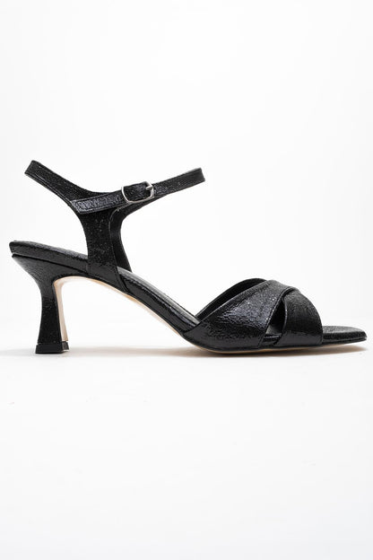 Melin - Sandalia de aguja con tiras cruzadas y patrón en negro (Mujer)