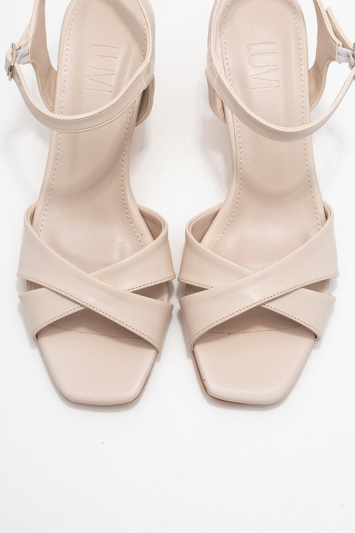 Melin - Tacón de aguja con tiras cruzadas en color beige (Mujer)