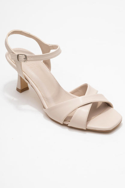 Melin - Tacón de aguja con tiras cruzadas en color beige (Mujer)
