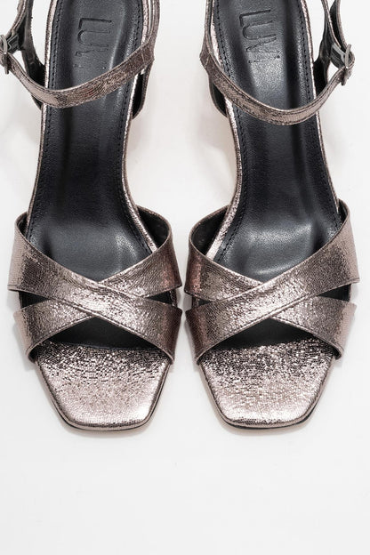 Melin - Sandalia de Tacón Stiletto con Tiras Cruzadas Platinum (Mujer)