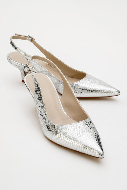 Valor - Zapatos de tacón en punta con estampado plateado (mujer)